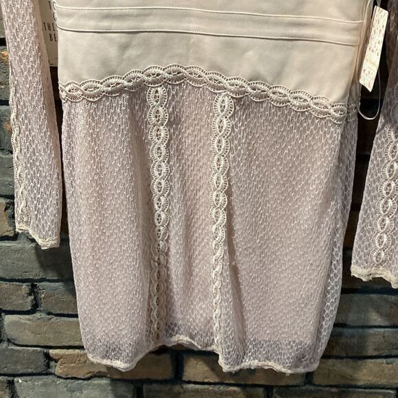 Women’s Free People Mixed Media Lace and Mesh Bodycon Dress Size Small Pink NWT - Picture 5 of 9